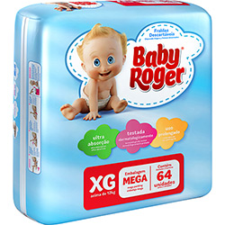 Fraldas Descartáveis Baby Roger Mega XG - 64 Unidades