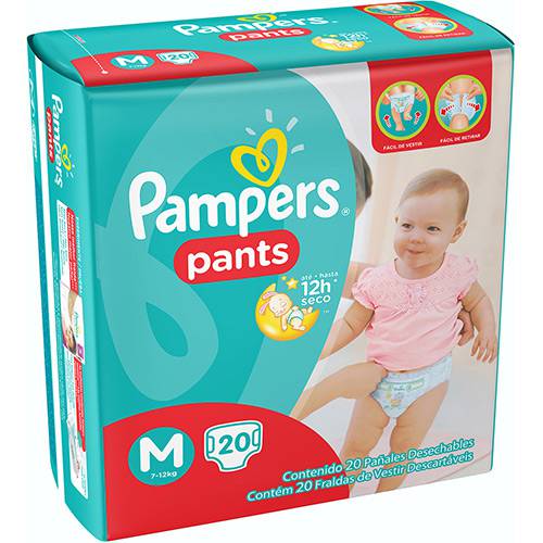 Fraldas Descartáveis Pampers Pants M - Pacotão 20 Unidades