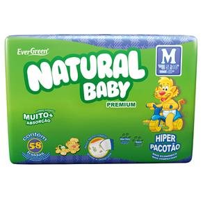 Fraldas Natural Baby Premium M - 58 Unidades