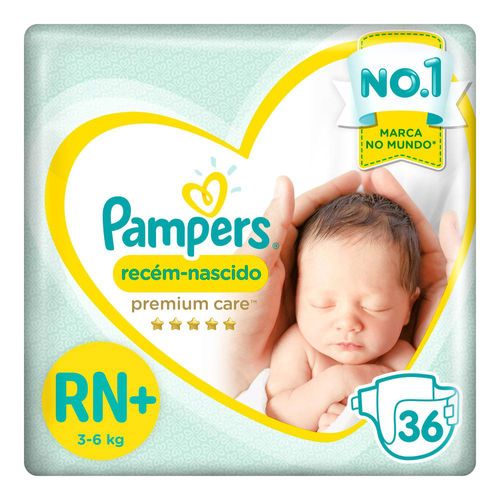 Fraldas Pampers Premium Care Recém Nascido RN+ 36 Tiras