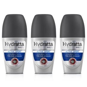 Francis Hydratta Active Sport Desodorante Rollon 50ml - Kit com 03