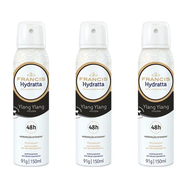 Francis Hydratta Invisible Desodorante Aerosol 150ml (Kit C/03)