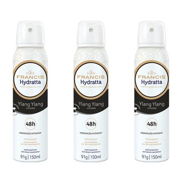 Francis Hydratta Invisible Desodorante Aerosol 165ml (Kit C/03)