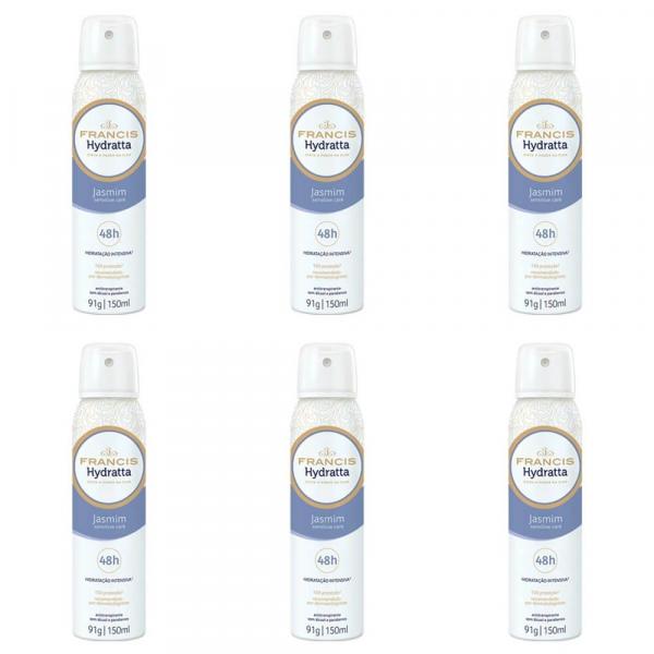 Francis Hydratta Sensitive Care Jasmim Desodorante Aero 150ml (Kit C/06)