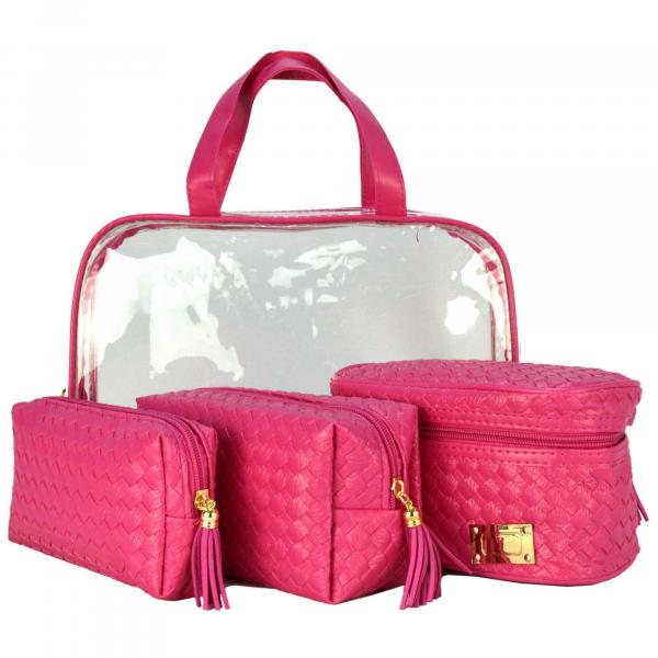 Frasqueiras Necessaire Feminina Luxo Pink Kit 4 Peças CBRN08216 - Commerce Brasil