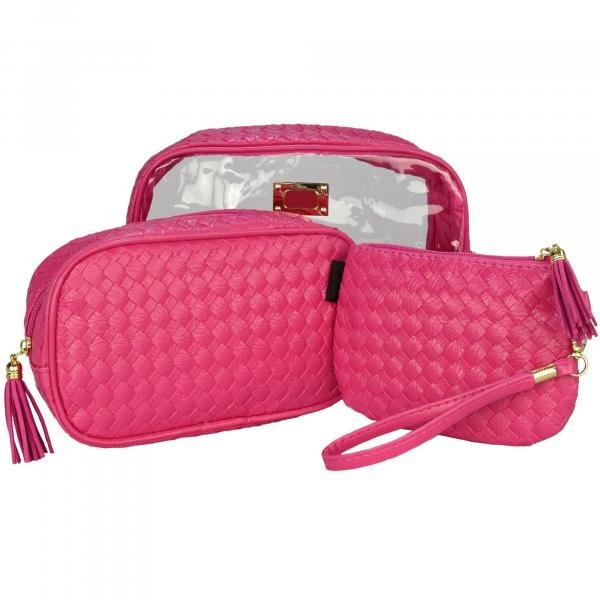 Frasqueiras Necessaire Feminina Luxo Pink Kit 3 Peças CBRN08285 - Commerce Brasil