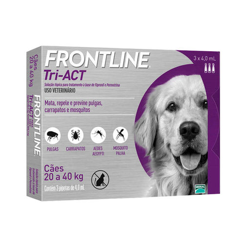 Frontline Tri-Act 20 a 40kg 4ml Merial 3 Pipetas