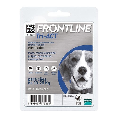 Frontline Tri-Act para Cães 10 a 20kg com 1 Pipeta de 2,0ml
