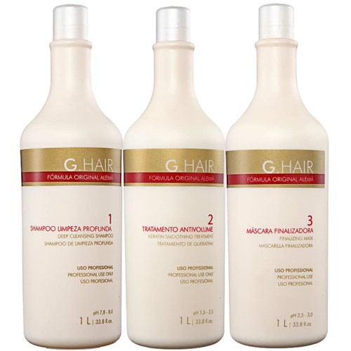 G.Hair Escova Progressiva Alemã Kit (3 Produtos)
