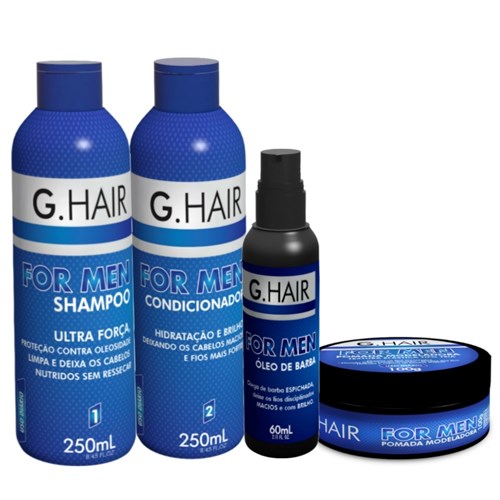 G.Hair For Men Kit Shampoo + Condicionador + Oleo de Barba + Pomada