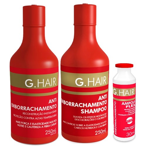 G.Hair Kit Antiemborrachamento Shampoo + Reconstrução + Ampola