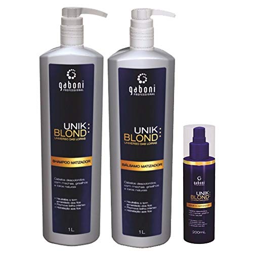 Gaboni Unik Blond Kit Matizador Shampoo + Bálsamo 1L e Leave-In 200Ml