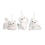 Gato Decorativo Pelúcia Sentado Branca (Pet Christmas) - 6 Unidades