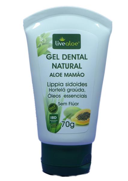 Gel Dental Natural Sem Flúor Aloe e Mamão 70gr - Live Aloe