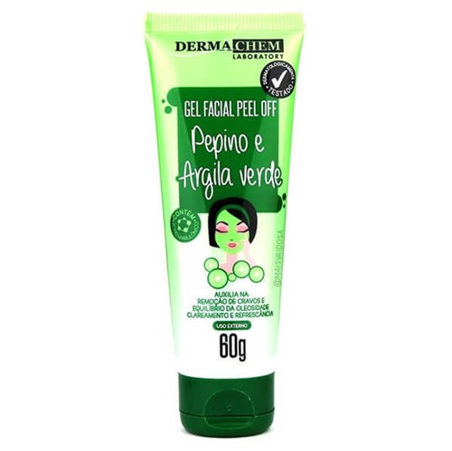 Gel Facial Peel Off - Pepino e Argila Verde com Ácido Hialurônico - De...
