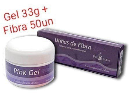 Gel Pink Lu2 33g Piubella + Fibra Vidro 50un