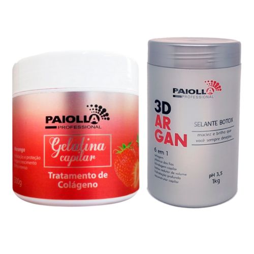 Gelatina Capilar 500g + Botox Capilar 3D Argan 1kg Paiolla