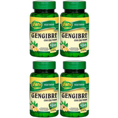 Gengibre com Chá Verde - 4 Un de 120 Comprimidos - Unilife