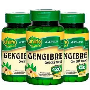 Gengibre com Chá Verde - 3x 120 Comprimidos - Unilife