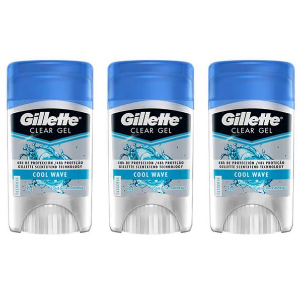 Gillette Clear Gel Cool Wave Desodorante 45g (Kit C/03)