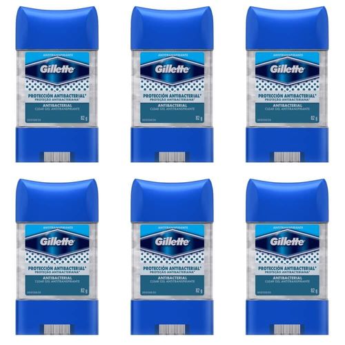 Gillette Clear Gel Desodorante Dry Stick Antibacteriano 82g (kit C/06)