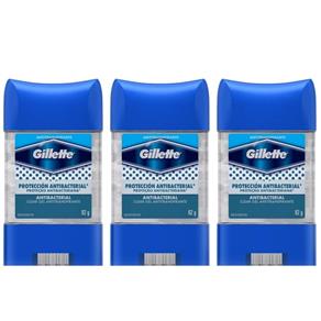 Gillette Clear Gel Desodorante Dry Stick Antibacteriano 82g - Kit com 03