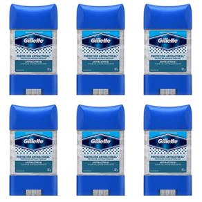 Gillette Clear Gel Desodorante Dry Stick Antibacteriano 82g - Kit com 06