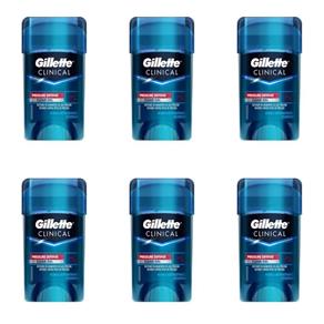 Gillette Clear Gel Desodorante Dry Stick Clinical 45g - Kit com 06