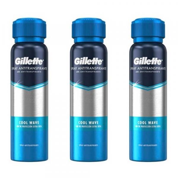 Gillette Cool Wave Desodorante Aerosol Jato Seco 150ml (kit C/03)