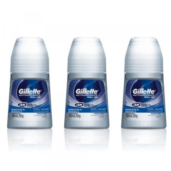 Gillette Cool Wave Desodorante Rollon 50ml (Kit C/03)