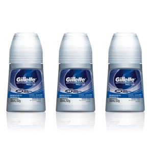 Gillette Cool Wave Desodorante Rollon 50ml - Kit com 03