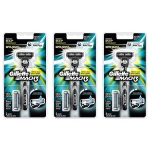 Gillette Mach3 Aparelho de Barbear + 2 Cargas - Kit com 03