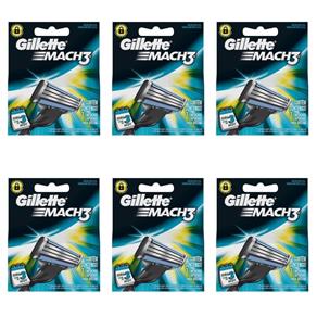 Gillette Mach3 Carga Regular com 3 - Kit com 06