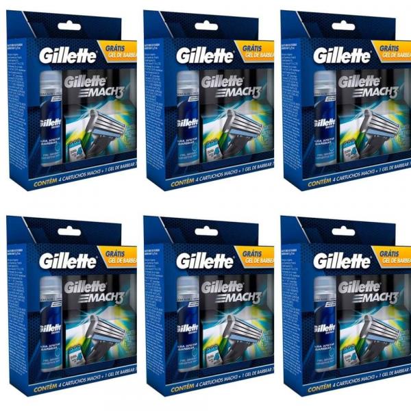 Gillette Mach3 Sensi Care Carga C/4 + Gel 71g (Kit C/06)