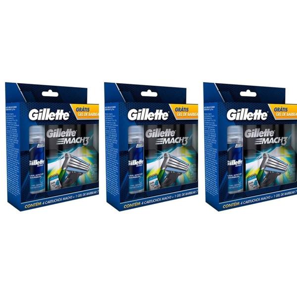 Gillette Mach3 Sensi Care Carga C/4 + Gel 71g (Kit C/03)