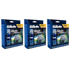 Gillette Mach3 Sensi Care Carga com 4 + Gel 71g - Kit com 03