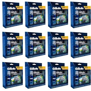 Gillette Mach3 Sensi Care Carga com 4 + Gel 71g - Kit com 12