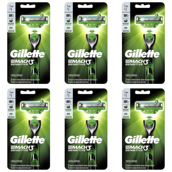 Gillette Mach3 Sensitive Aparelho de Barbear C/1 (Kit C/06)