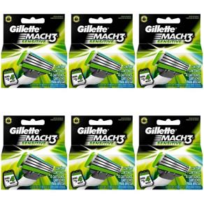 Gillette Mach3 Sensitive Carga com 4 - Kit com 06