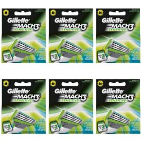 Gillette Mach3 Sensitive Carga com 3 - Kit com 06