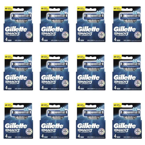 Gillette Mach3 Turbo Carga C/4 (Kit C/12)