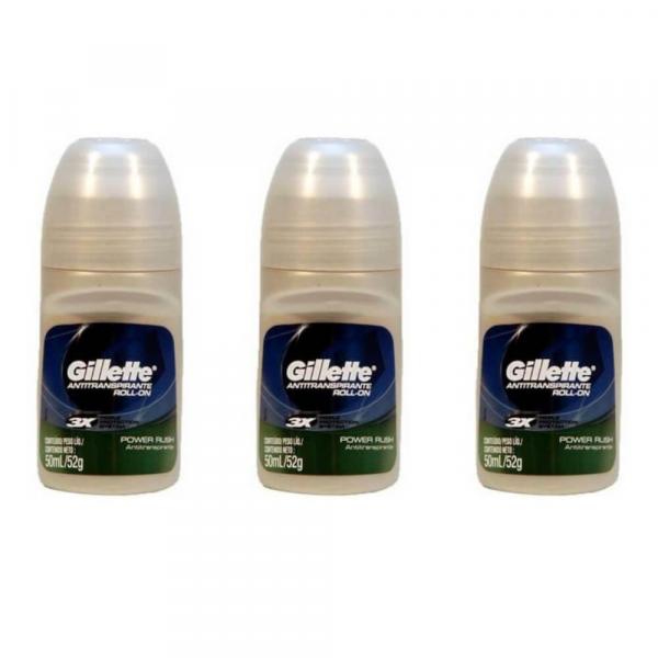 Gillette Power Rush Desodorante Rollon 50ml (Kit C/03)