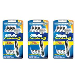 Gillette Presto3 Aparelho de Barbear com 4 - Kit com 03