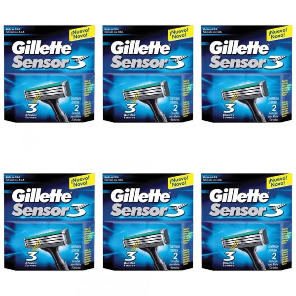 Gillette Sensor 3 Carga P/ Barbear C/2 (Kit C/06)