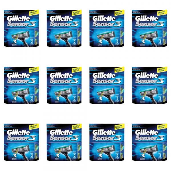 Gillette Sensor 3 Carga P/ Barbear C/2 (Kit C/12)