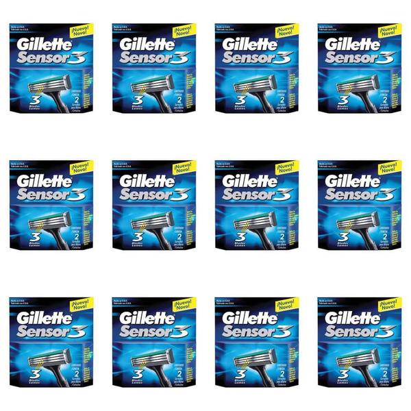 Gillette Sensor 3 Carga P/ Barbear C/2 (Kit C/12)