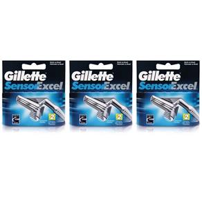Gillette Sensor Excel Carga com 2 - Kit com 03
