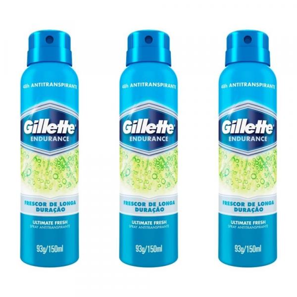 Gillette Ultime Fresh Desodorante Aerosol Jato Seco 150ml (Kit C/03)