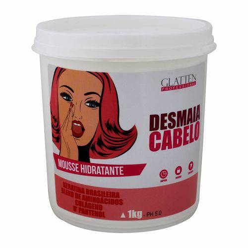 Glatten Desmaia Cabelo Máscara Mousse Hidratante - 1kg