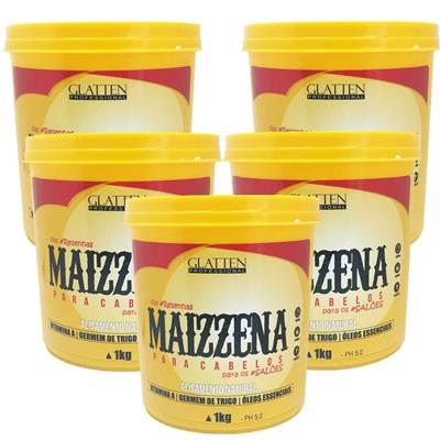 Glatten Maizzena para Cabelos Alisamento Natural Combo Grande 5 X 1kg